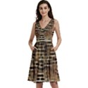 Textures Brown Wood Sleeveless V-Neck Skater Dress with Pockets View1