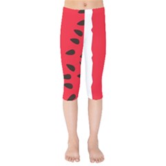 Watermelon Black Green Melon Red Kids  Capri Leggings  by Cemarart