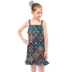 Flower Texture Background Colorful Pattern Kids  Overall Dress by Cemarart