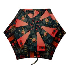 Tech Technology Pattern Mini Folding Umbrellas by Salmanaz77