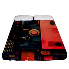 Tech Technology Pattern Fitted Sheet (queen Size) by Salmanaz77