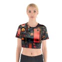 Tech Technology Pattern Cotton Crop Top View1