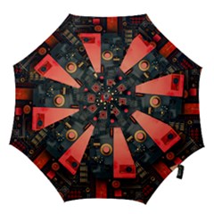 Tech Technology Pattern Hook Handle Umbrellas (medium) by Salmanaz77