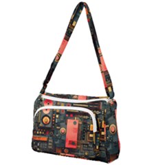 Tech Technology Pattern Front Pocket Crossbody Bag by Salmanaz77