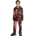 Tech Technology Pattern Kids  Long Sleeve Velvet Pajamas Set View1