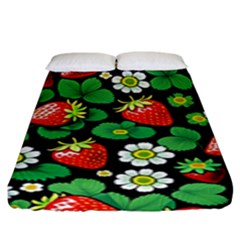 Strawberries Pattern Fitted Sheet (king Size) by Salmanaz77