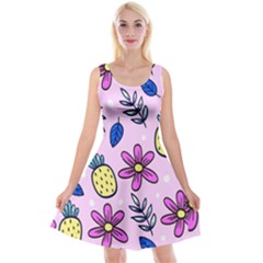 Flowers Petals Pineapples Fruit Reversible Velvet Sleeveless Dress by Paksenen