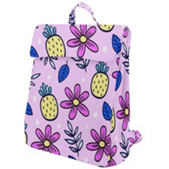 Flowers Petals Pineapples Fruit Flap Top Backpack by Paksenen