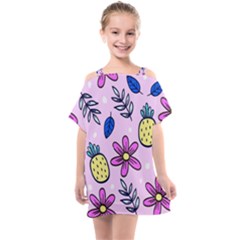 Flowers Petals Pineapples Fruit Kids  One Piece Chiffon Dress by Paksenen