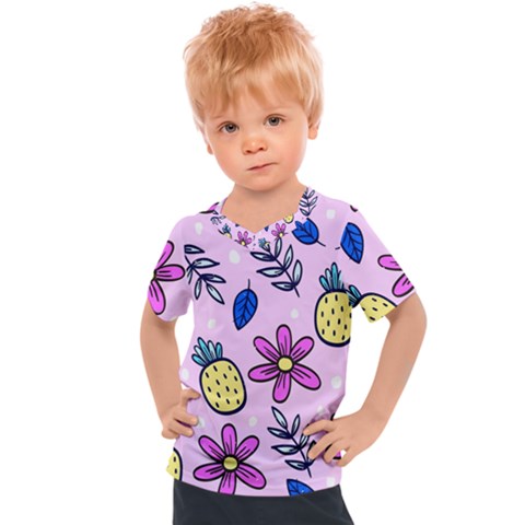 Flowers Petals Pineapples Fruit Kids  Sports T-shirt by Paksenen