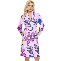 Flowers Petals Pineapples Fruit Long Sleeve Velvet Robe by Paksenen