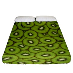 Kiwi Fruit Pattern Green Background Fitted Sheet (king Size) by Paksenen