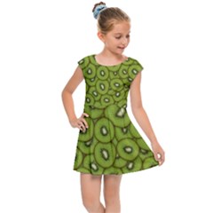 Kiwi Fruit Pattern Green Background Kids  Cap Sleeve Dress by Paksenen