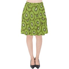 Kiwi Fruit Pattern Green Background Velvet High Waist Skirt by Paksenen