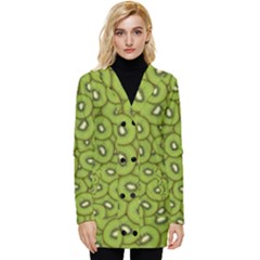 Kiwi Fruit Pattern Green Background Button Up Hooded Coat  by Paksenen