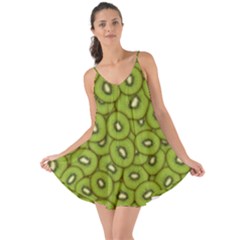 Kiwi Fruit Pattern Green Background Love The Sun Cover Up by Paksenen