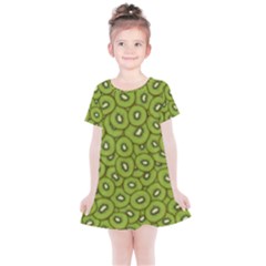 Kiwi Fruit Pattern Green Background Kids  Simple Cotton Dress by Paksenen