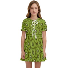 Kiwi Fruit Pattern Green Background Kids  Sweet Collar Dress by Paksenen