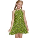 Kiwi Fruit Pattern Green Background Kids  Halter Collar Waist Tie Chiffon Dress View1