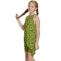 Kiwi Fruit Pattern Green Background Kids  Halter Collar Waist Tie Chiffon Dress View2