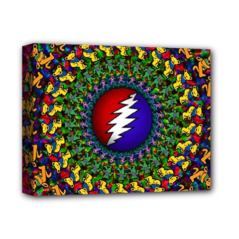 Grateful Dead Bear Pattern Deluxe Canvas 14  X 11  (stretched) by Maspions