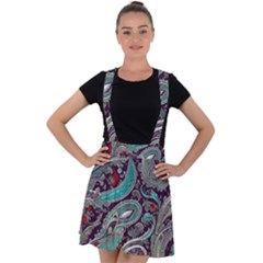 Seamless Pattern Paisley Decorative Velvet Suspender Skater Skirt by Paksenen