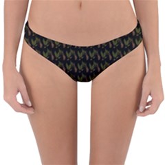 Fern Pattern 2 Black Reversible Hipster Bikini Bottoms by snowwhitegirl