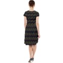 Fern Pattern 2 Black Cap Sleeve Midi Dress With Pockets View2