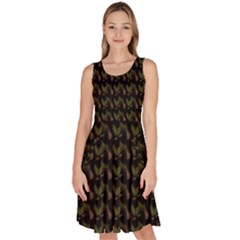 Fern Pattern 2 Black Knee Length Skater Dress With Pockets by snowwhitegirl