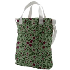 Swirls Foliage Leaves Green Canvas Messenger Bag by Proyonanggan