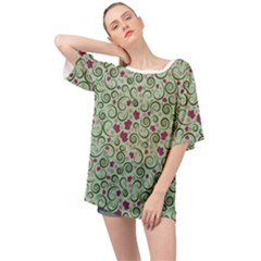 Swirls Foliage Leaves Green Oversized Chiffon Top by Proyonanggan