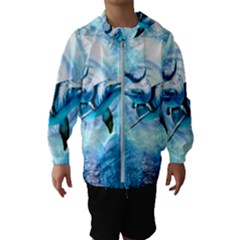 Dolphin Blue Sea Fantasy Kids  Hooded Windbreaker by Maspions