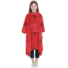 Spiders Pattern Seamless Arachnids Kids  Hooded Rain Ponchos by Maspions