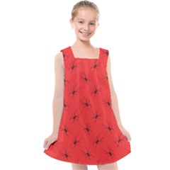 Spiders Pattern Seamless Arachnids Kids  Cross Back Dress by Maspions