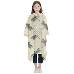 Dragonfy Insect Pattern Kids  Hooded Rain Ponchos by Maspions