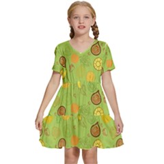 Art Fruits Pattern Kids  Short Sleeve Tiered Mini Dress by Maspions