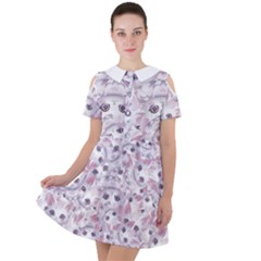 Sweet Kawaii Kitty Pattern (ai) Bk Short Sleeve Shoulder Cut Out Dress  by dflcprintsclothing