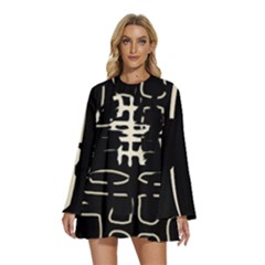 5730 Ericksays Round Neck Long Sleeve Bohemian Style Chiffon Mini Dress by tratney