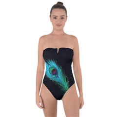 Shree Krishna, Feather, Lord, Rainbows Tie Back One Piece Swimsuit by kyorashop23