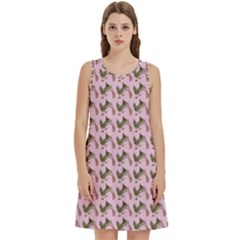 Fern Pattern 2 Pink Round Neck Sleeve Casual Dress With Pockets by snowwhitegirl