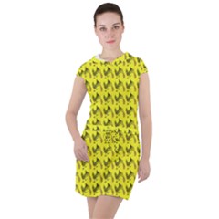 Fern Pattern 2 Yellow Drawstring Hooded Dress by snowwhitegirl