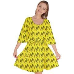 Fern Pattern 2 Yellow Velour Kimono Dress by snowwhitegirl