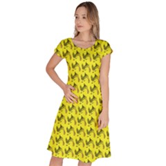 Fern Pattern 2 Yellow Classic Short Sleeve Dress by snowwhitegirl