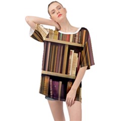 Books Bookshelves Office Fantasy Background Artwork Book Cover Apothecary Book Nook Literature Libra Oversized Chiffon Top by Posterlux