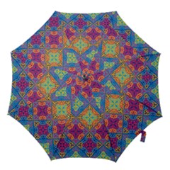 Colorful Flora Flora Kazakh Pattern Hook Handle Umbrellas (small) by Cemarart