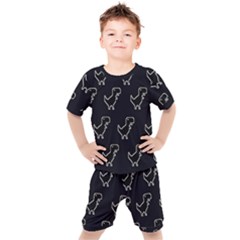 Cute Black, Dinosaur Kids  T-shirt And Shorts Set by kyorashop23