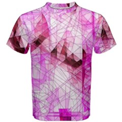 Pink Abstract Lineart Men s Cotton T-shirt by Maspions