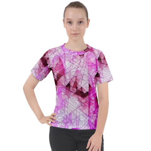 Pink Abstract Lineart Women s Sport Raglan T-shirt by Maspions