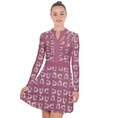 Whimsy Chickens Pattern Long Sleeve Panel Dress by dflcprintsclothing