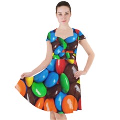 Colorful Candy Background, Close-up Cap Sleeve Midi Dress With Pockets by kyorashop23